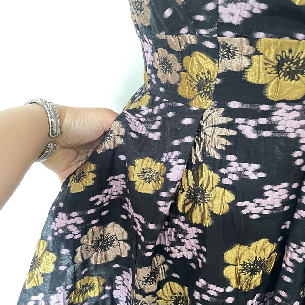 Anthropologie Jacquard A-line Floral mini dress NWT size 4 - Picture 3 of 12